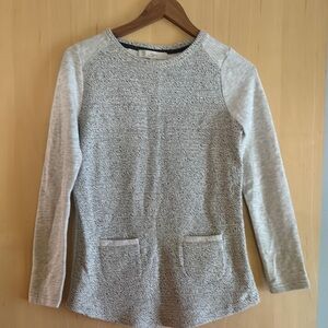 LOFT Heathered Gray and Cream Long Sleeve Tee